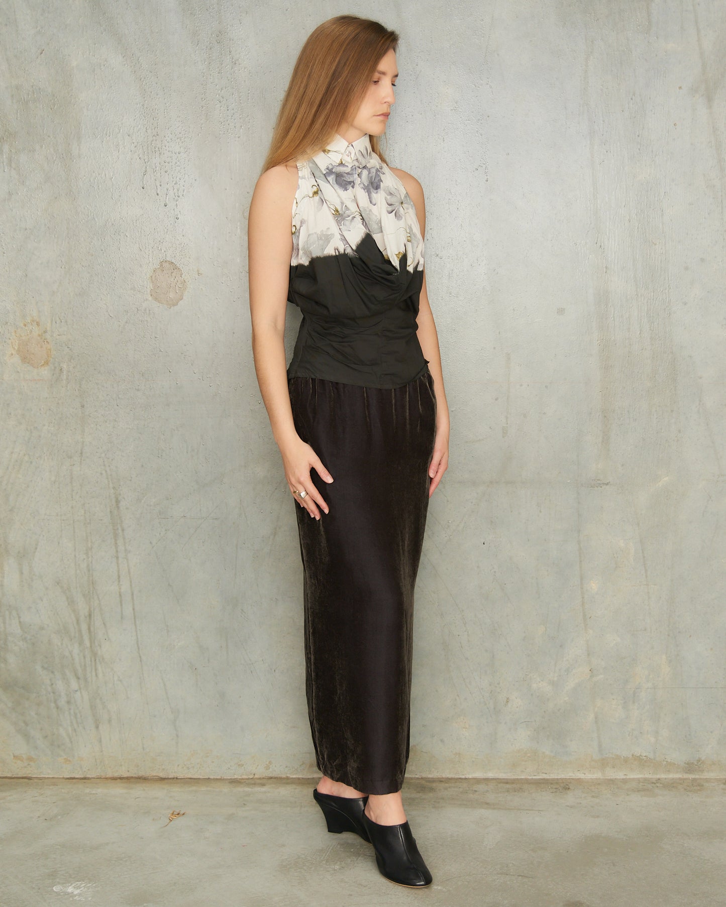Comme Des Garcons FW1990 Brown Velvet Skirt 
