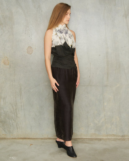 Comme Des Garcons FW1990 Brown Velvet Skirt 