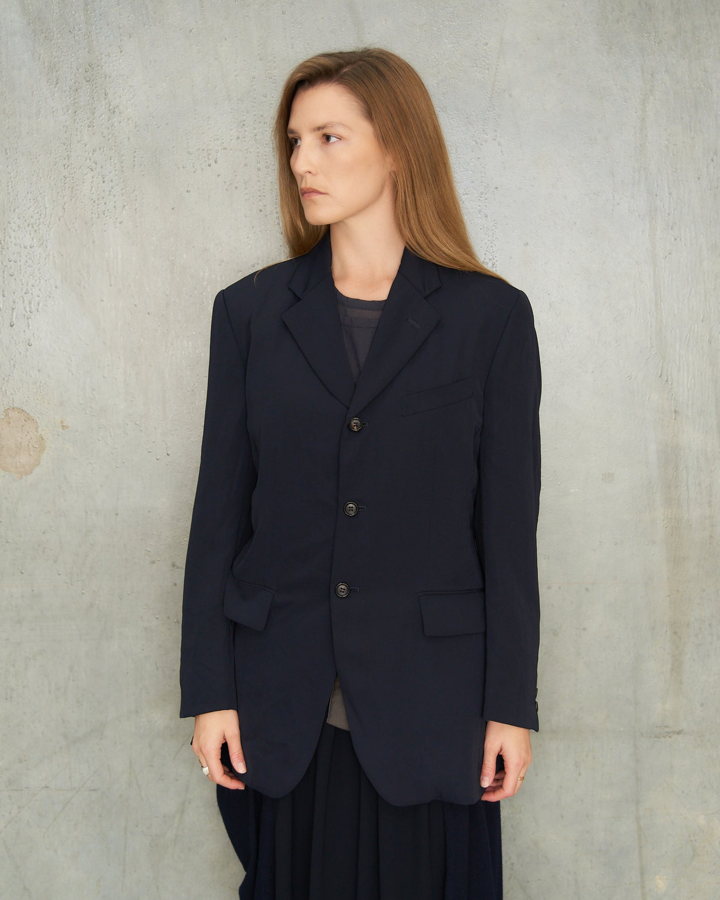 Comme Des Garcons FW1995 Navy Buttoned Layer Blazer