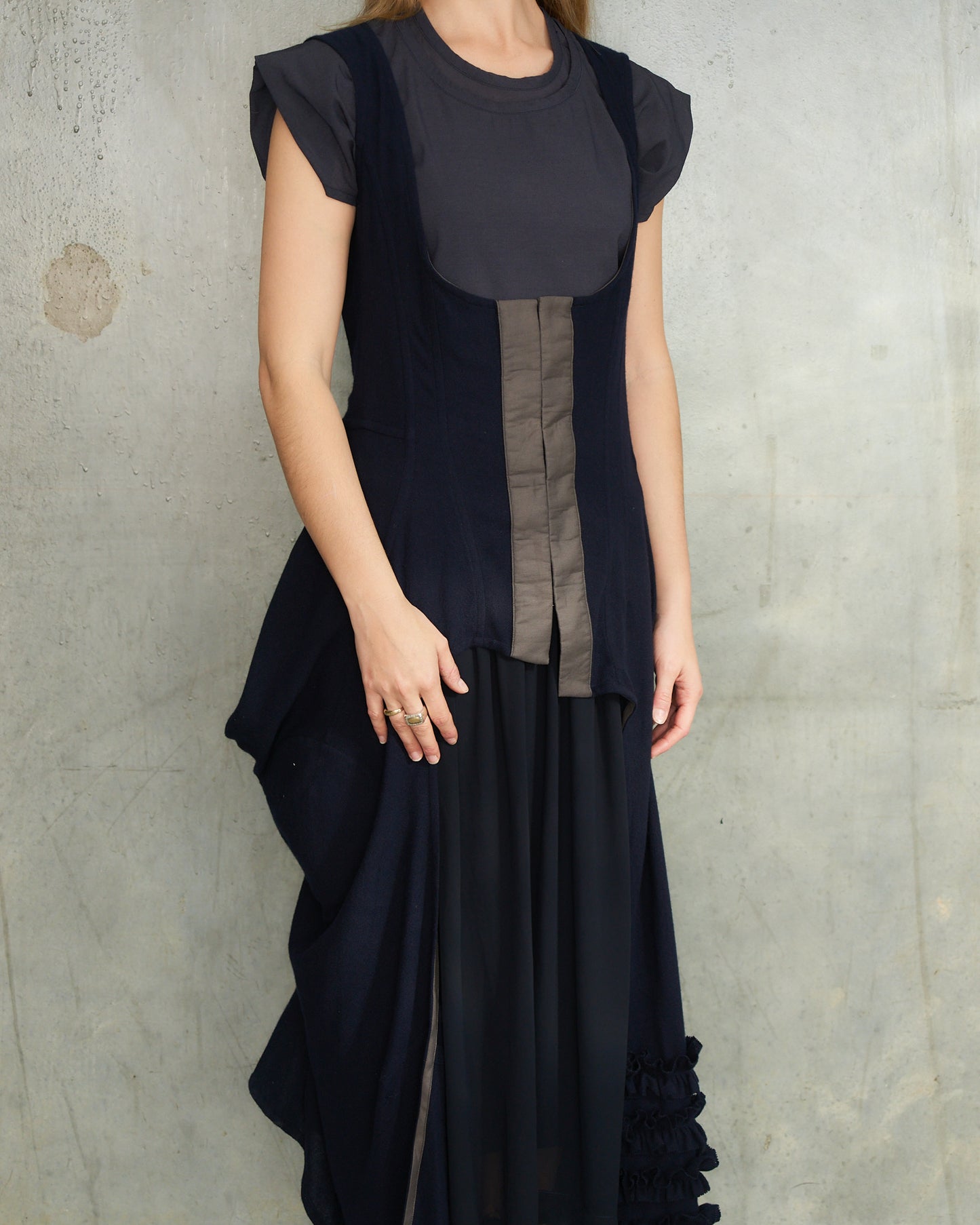 Comme Des Garcons FW1998 Navy Wool Corset Dress