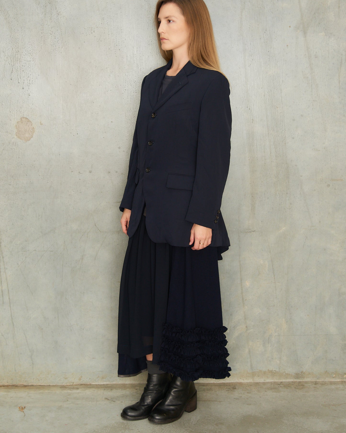 Comme Des Garcons FW1995 Navy Buttoned Layer Blazer
