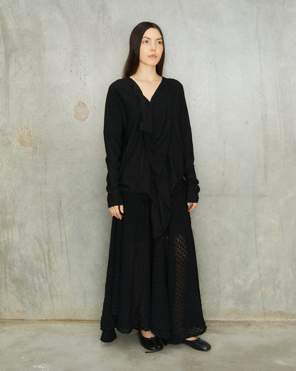 Comme Des Garcons Black Wool Drape Long Sleeve Jumper