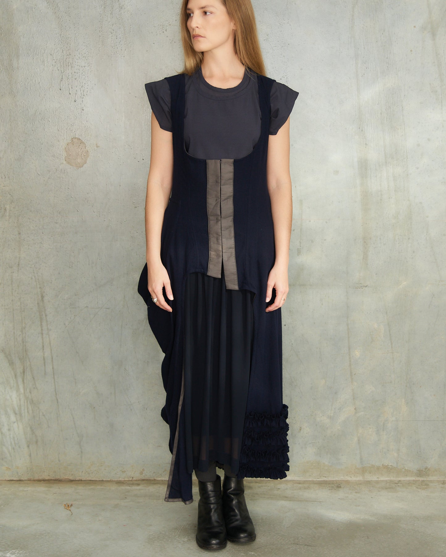 Comme Des Garcons FW1998 Navy Wool Corset Dress