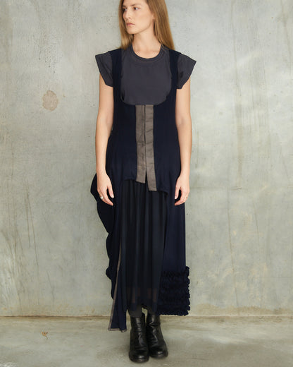 Comme Des Garcons FW1998 Navy Wool Corset Dress