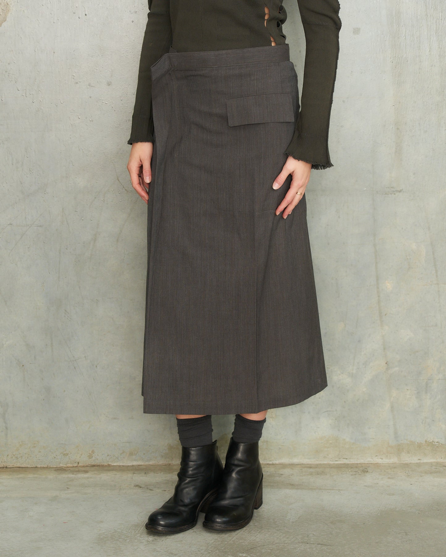 Comme Des Garcons Tricot FW1998 Grey Fold Skirt 