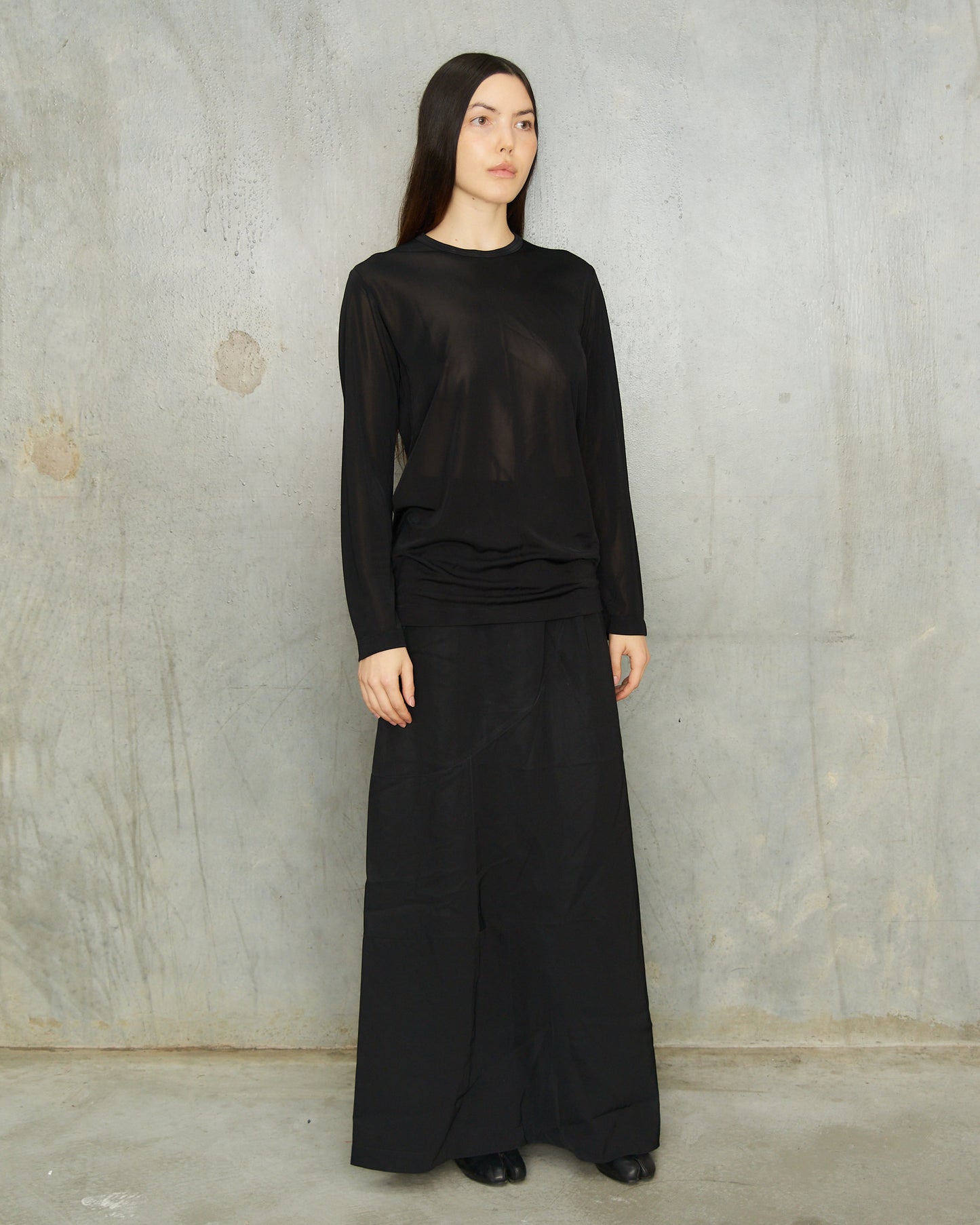 Comme Des Garcons FW1992 Black Semi Sheer Long Sleeve Top