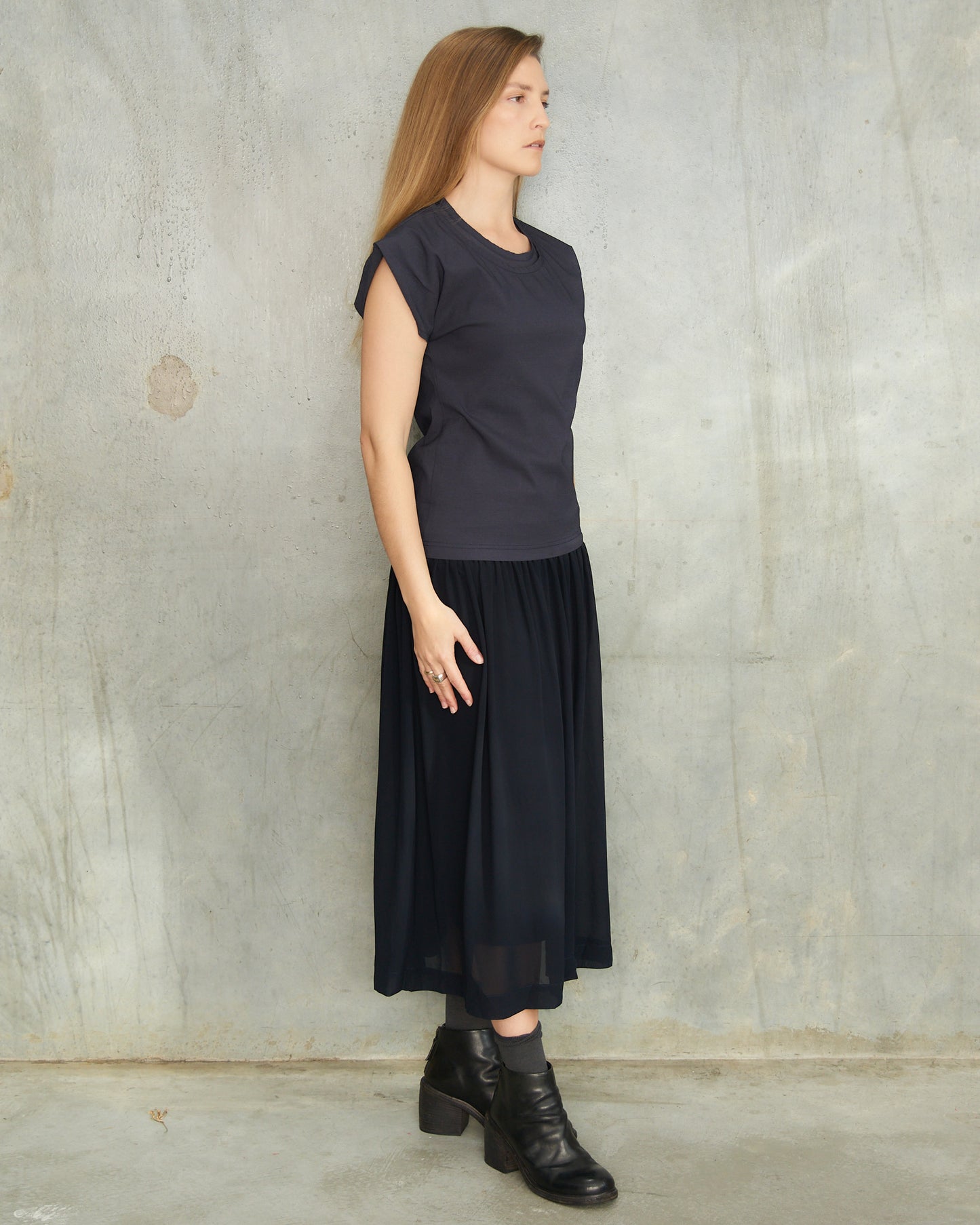 Comme Des Garcons FW1988 Navy Layered Sheer Dress