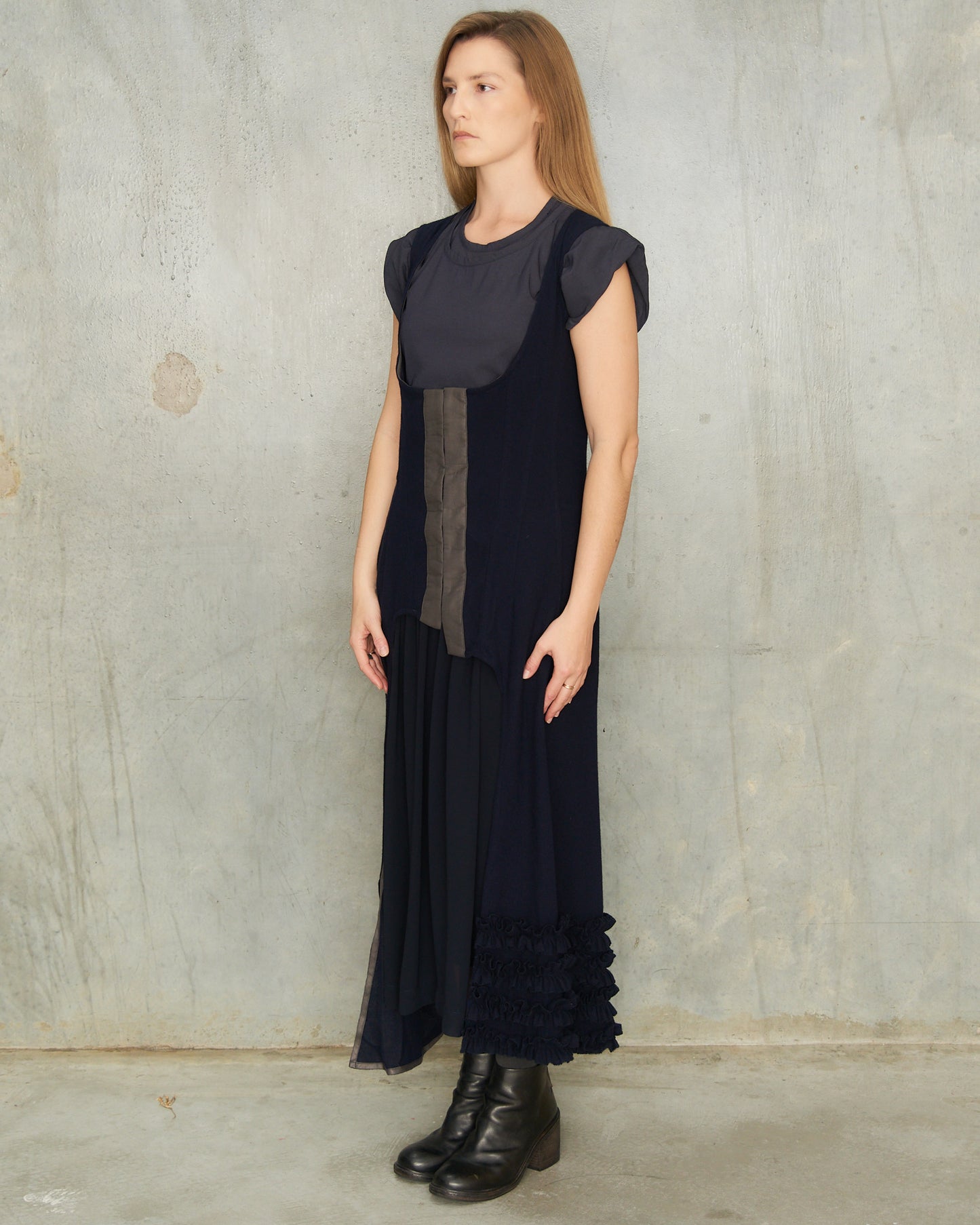 Comme Des Garcons FW1998 Navy Wool Corset Dress