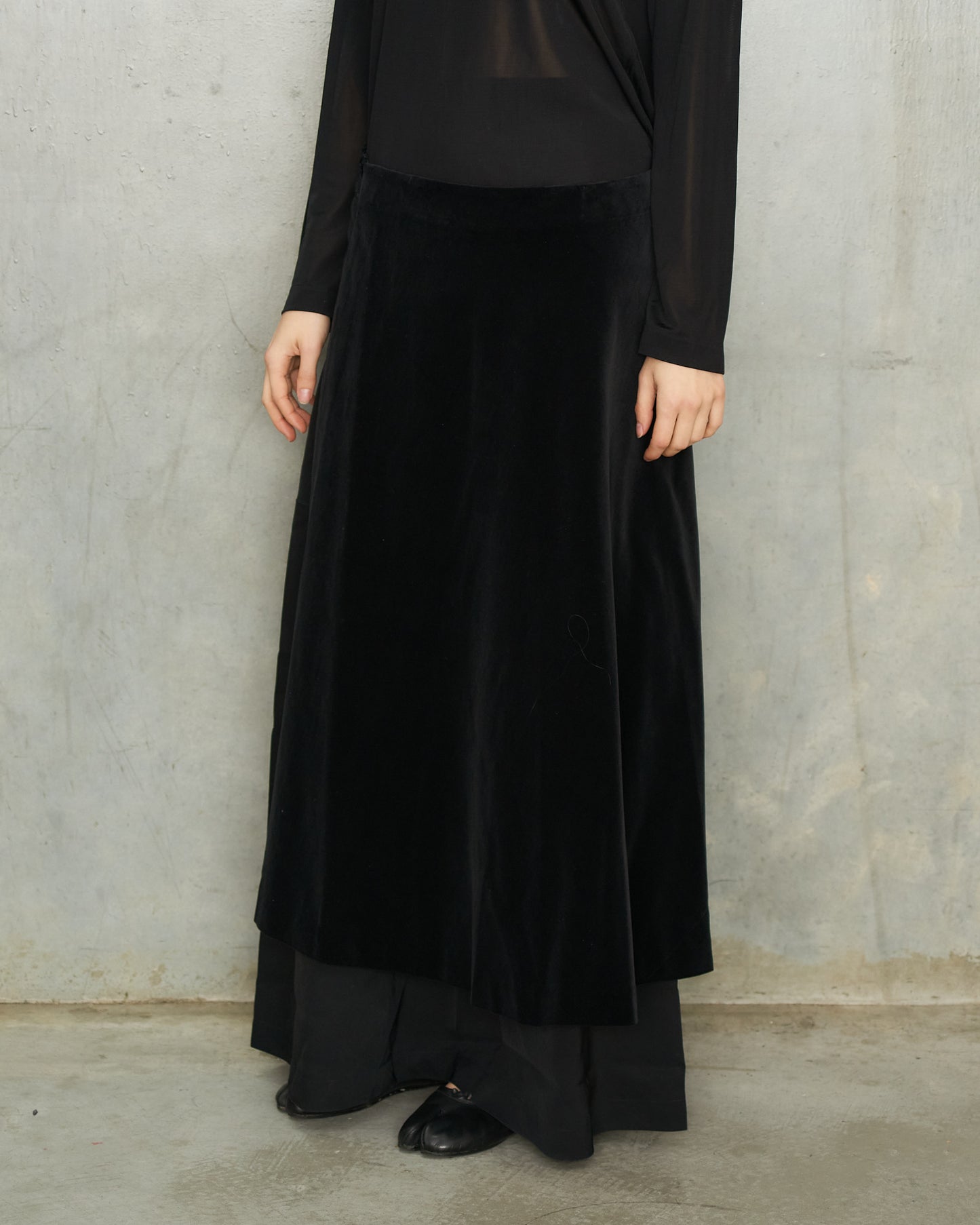 Comme Des Garcons FW2001 Black Velvet Half Skirt Belt