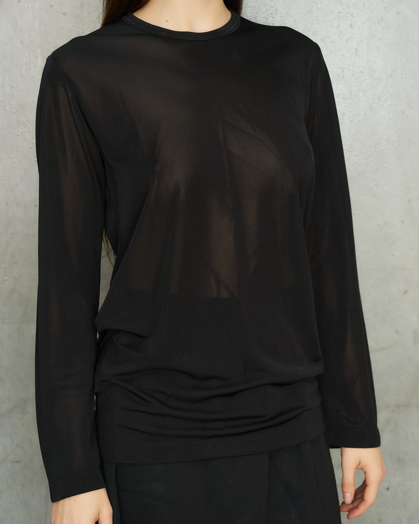 Comme Des Garcons FW1992 Black Semi Sheer Long Sleeve Top
