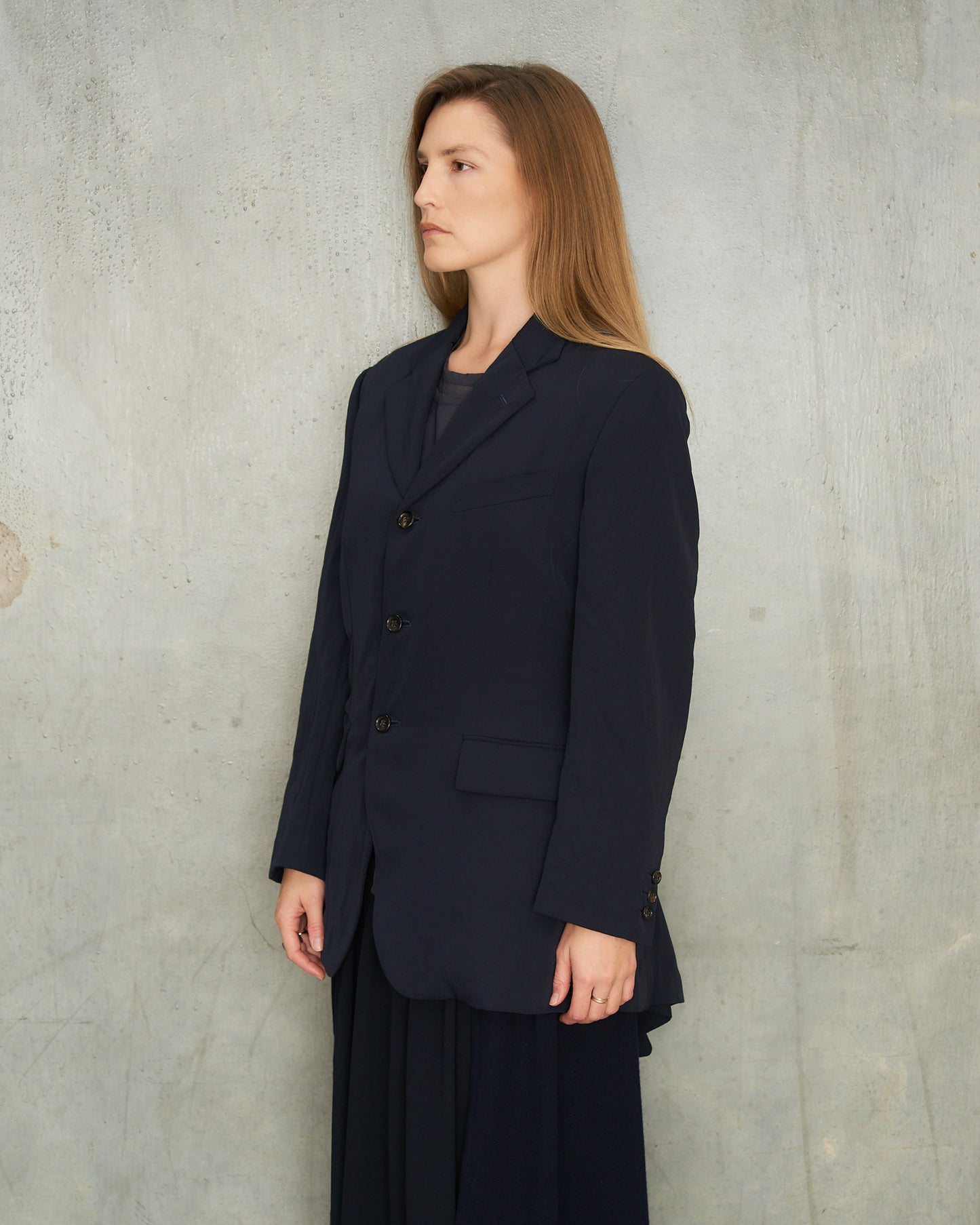 Comme Des Garcons FW1995 Navy Buttoned Layer Blazer
