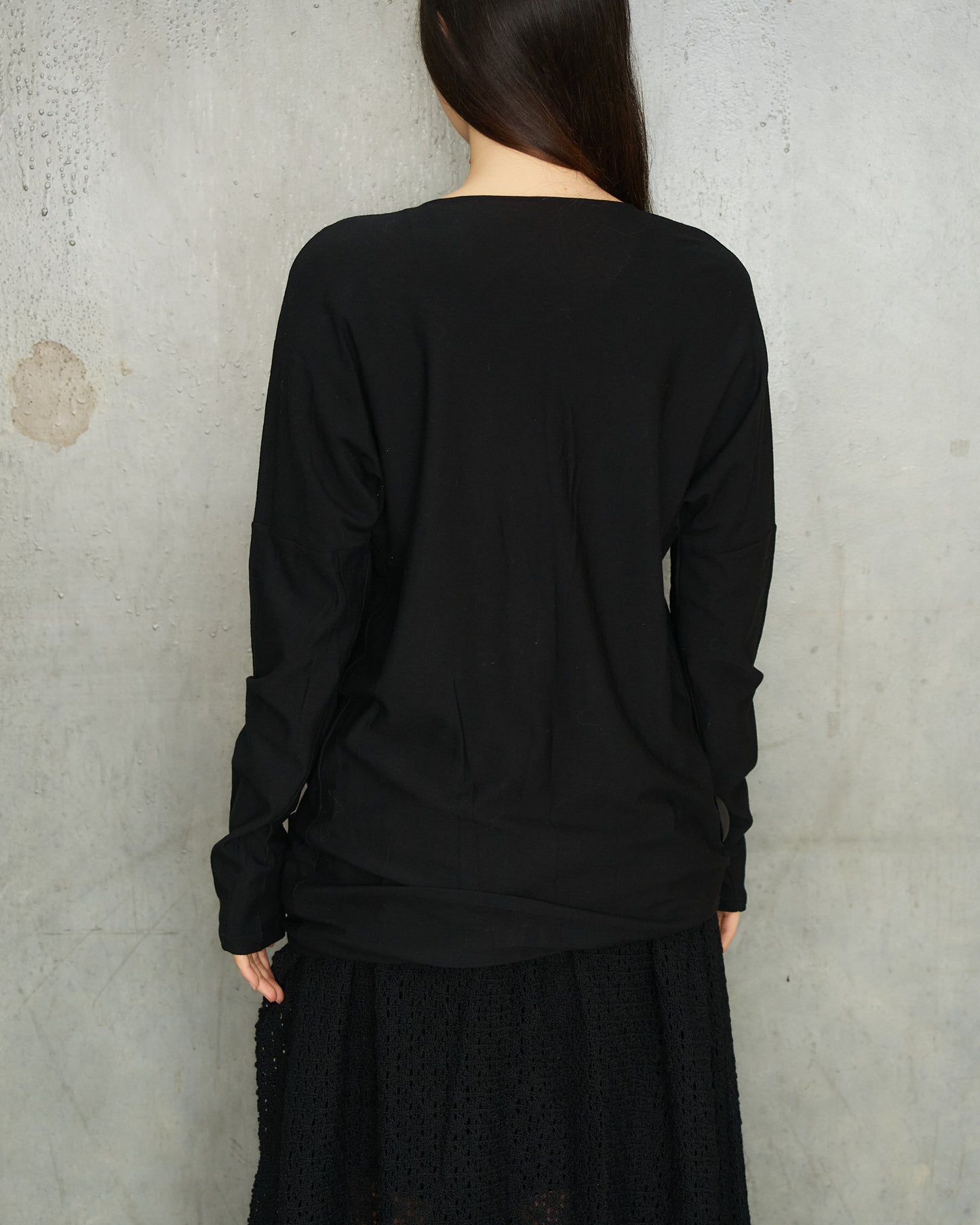 Comme Des Garcons Black Wool Drape Long Sleeve Jumper