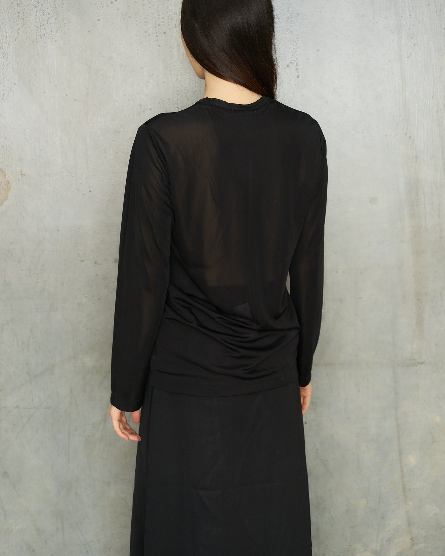 Comme Des Garcons FW1992 Black Semi Sheer Long Sleeve Top