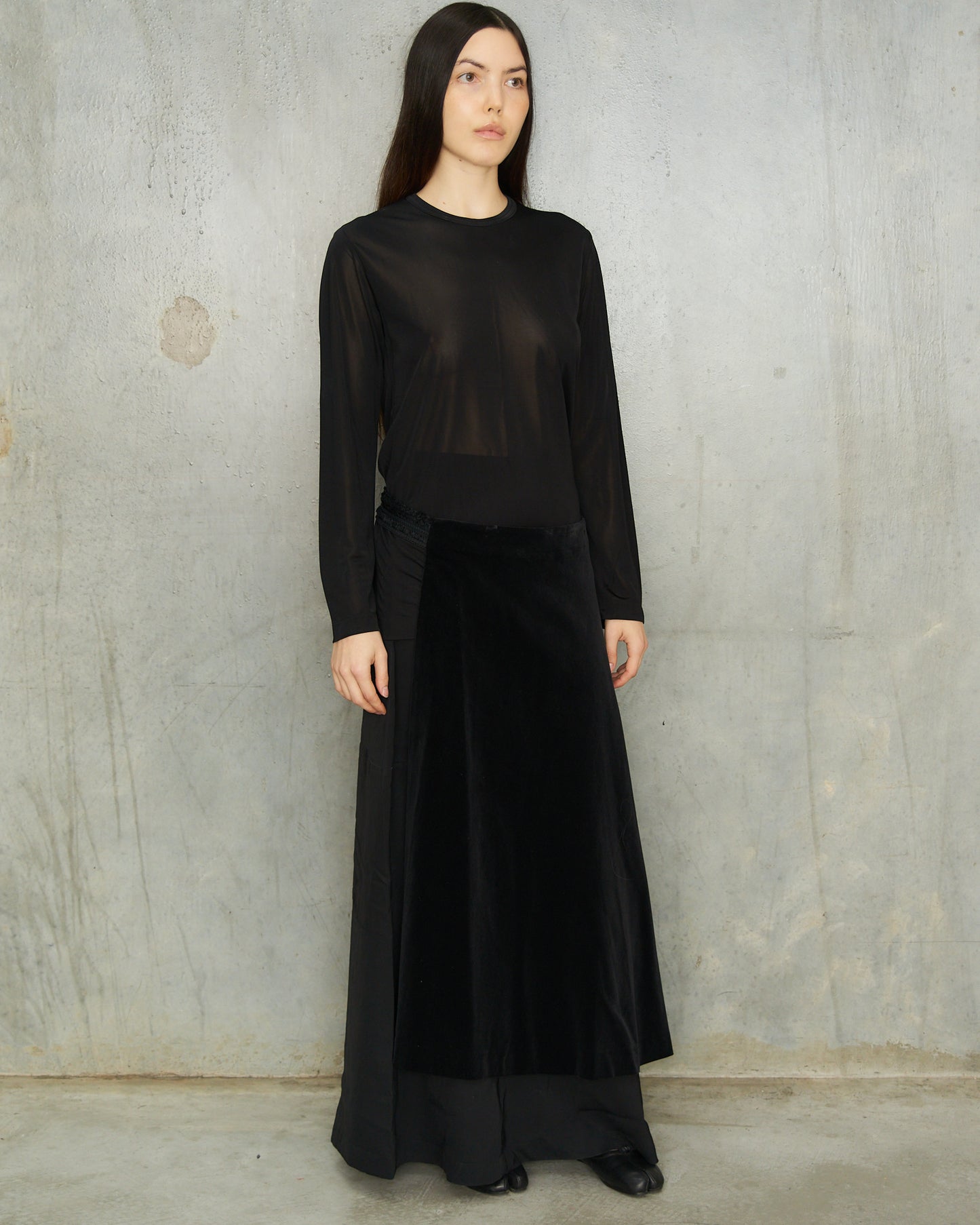 Comme Des Garcons FW2001 Black Velvet Half Skirt Belt