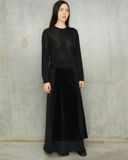 Comme Des Garcons FW2001 Black Velvet Half Skirt Belt