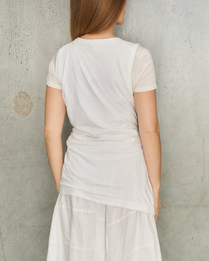 Comme Des Garcons White Twisted Rose Tank