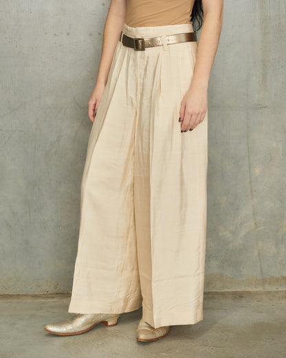 Comme Des Garcons Beige Pleat Pants