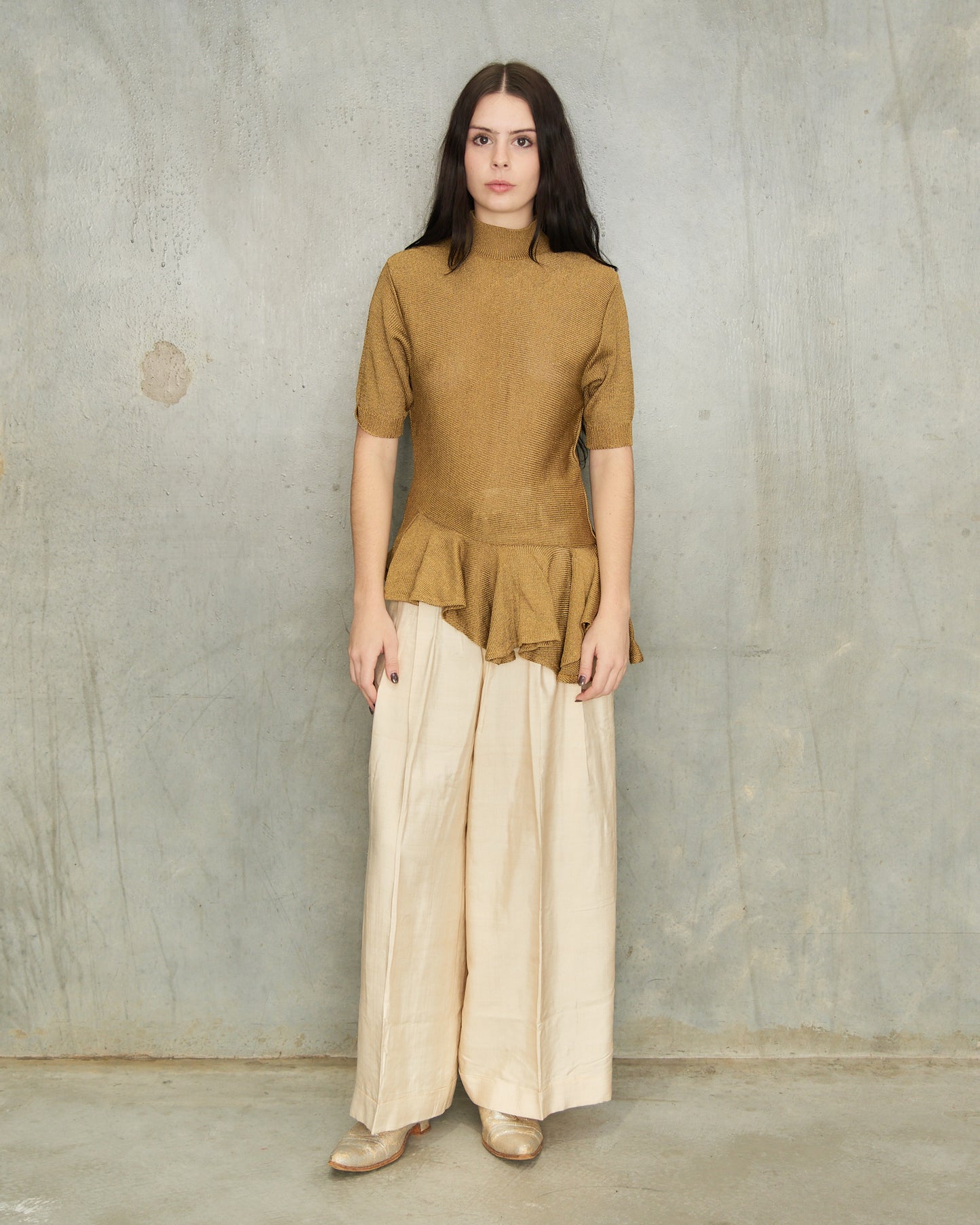 Comme Des Garcons Beige Pleat Pants