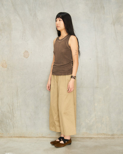 Beige Wide Relaxed Trousers