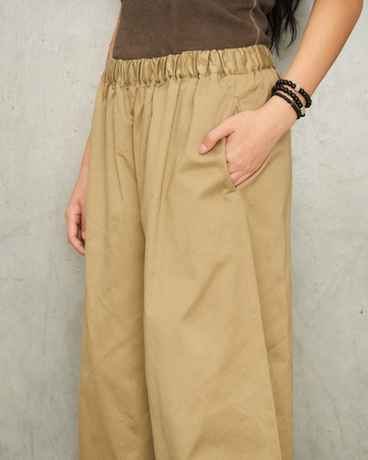 Beige Wide Relaxed Trousers