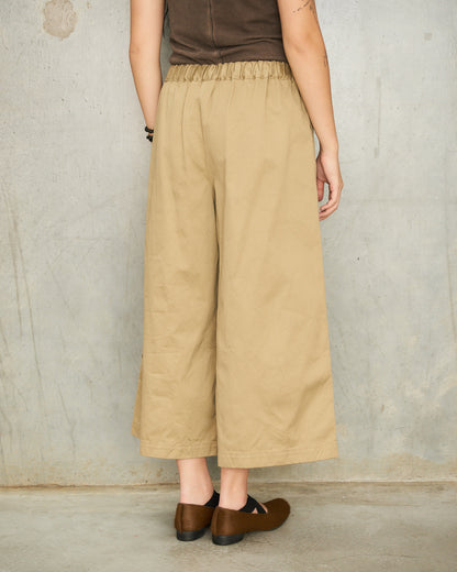 Beige Wide Relaxed Trousers