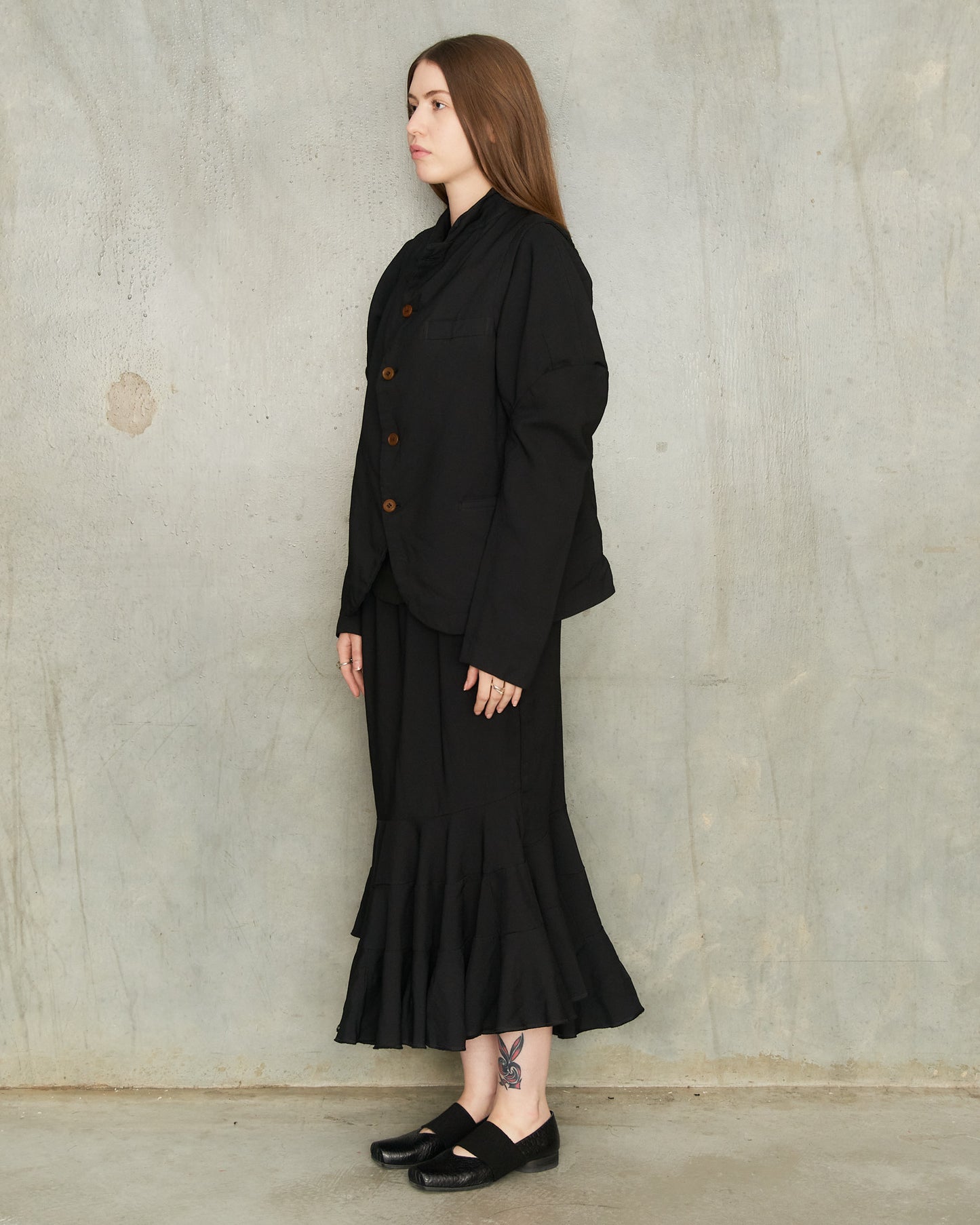 Black Bias Circle Cut Skirt