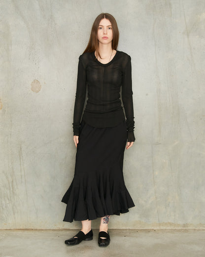 Black Bias Circle Cut Skirt