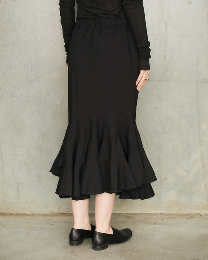 Black Bias Circle Cut Skirt
