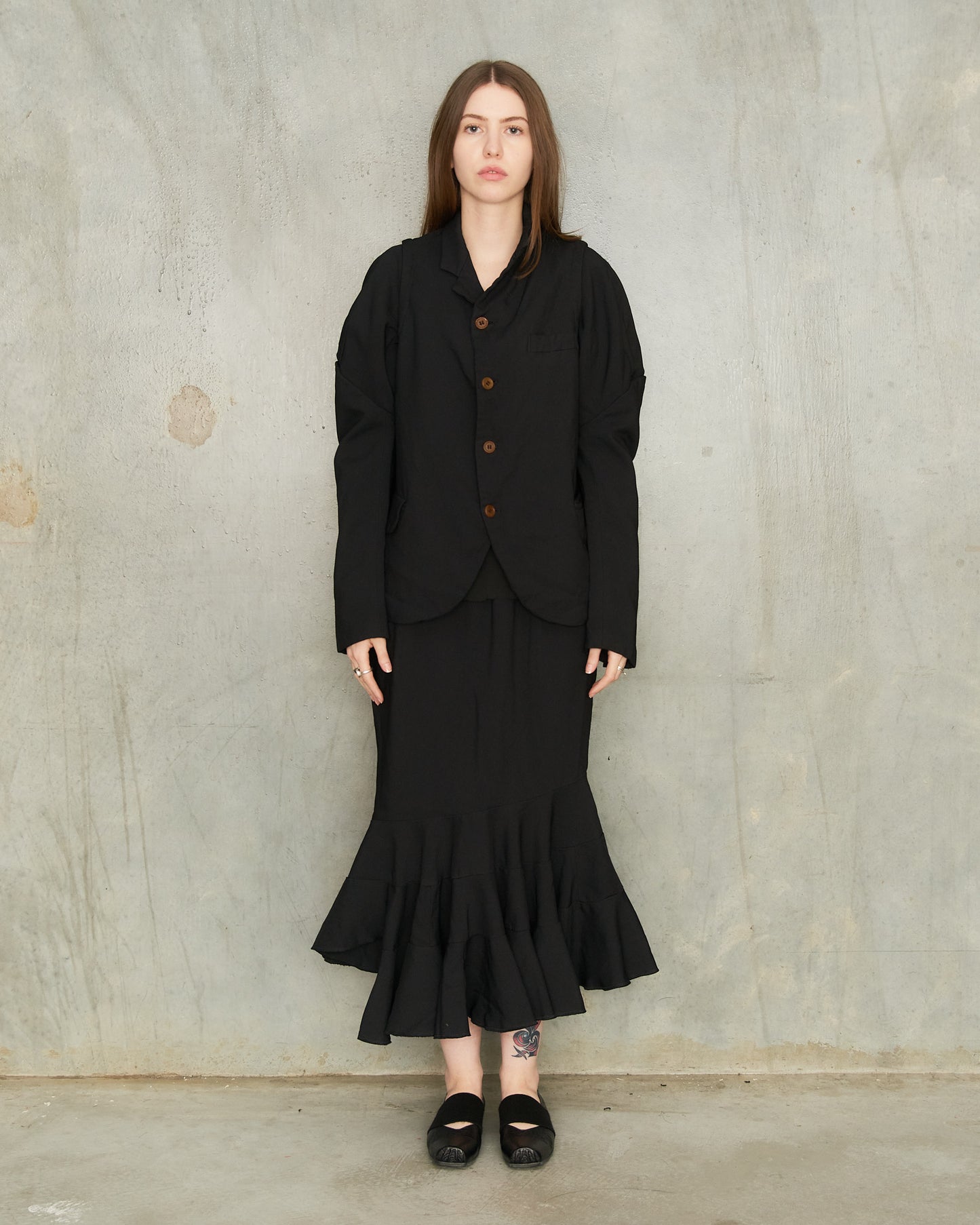 Black Bias Circle Cut Skirt