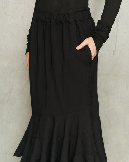 Black Bias Circle Cut Skirt