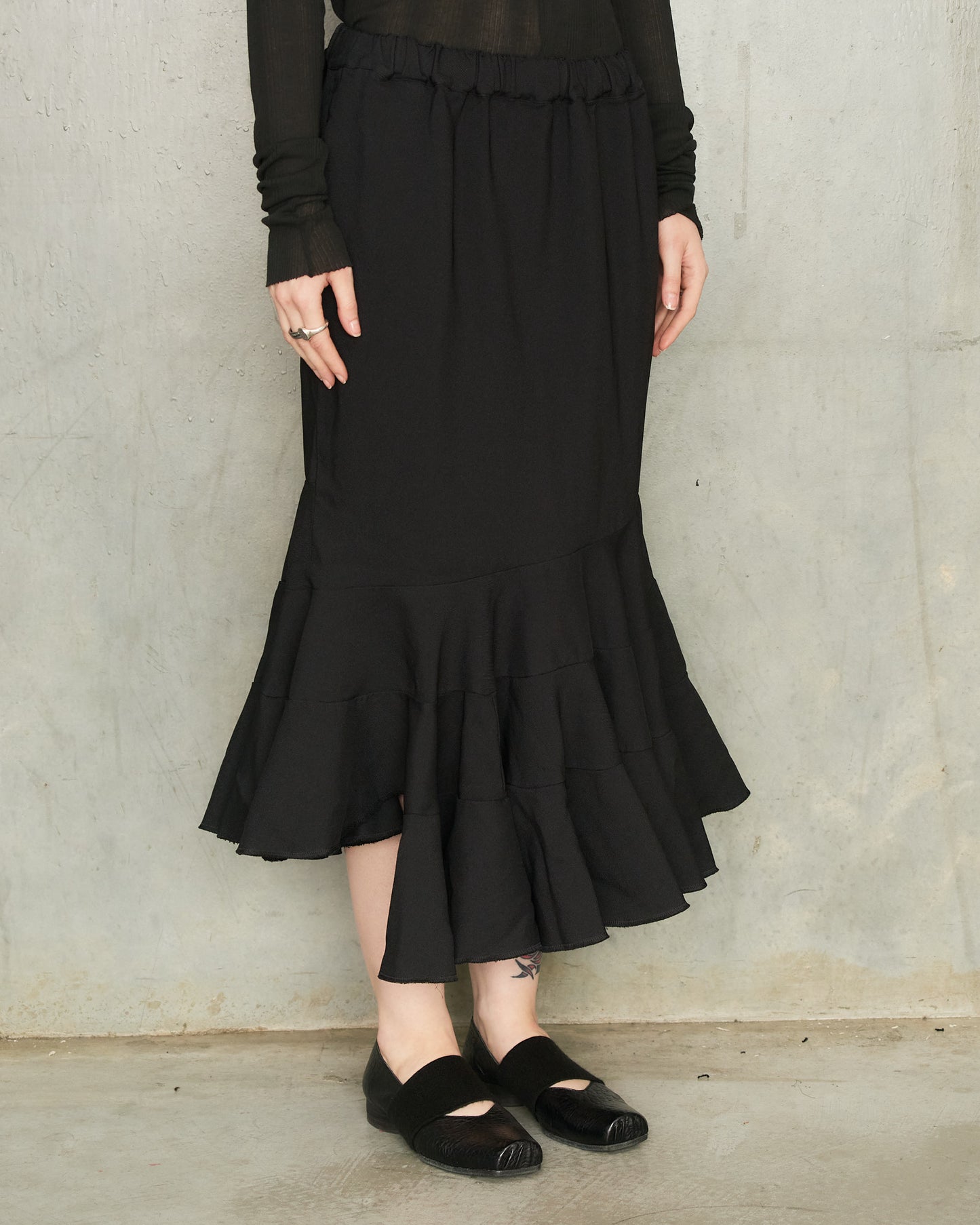 Black Bias Circle Cut Skirt