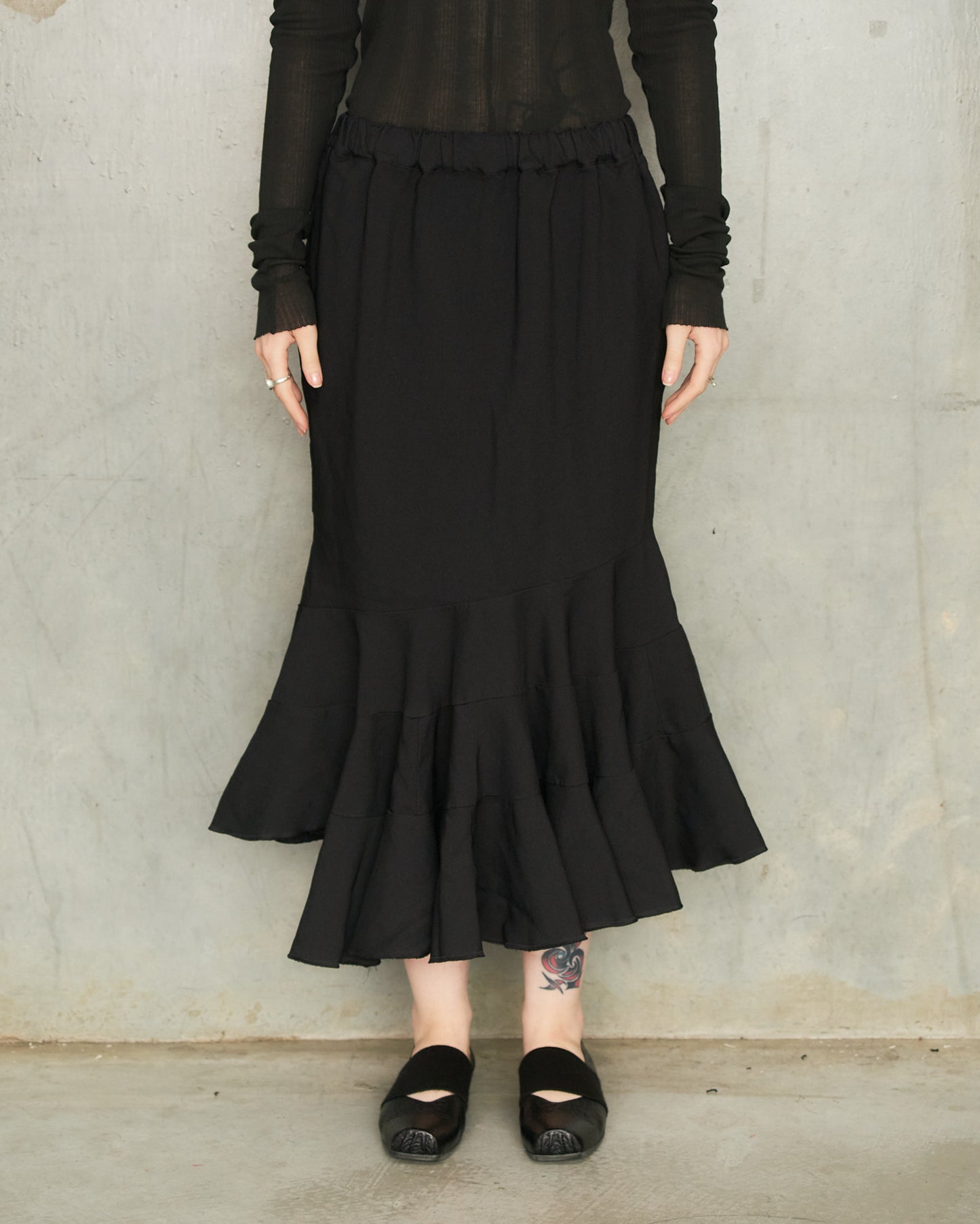 Black Bias Circle Cut Skirt