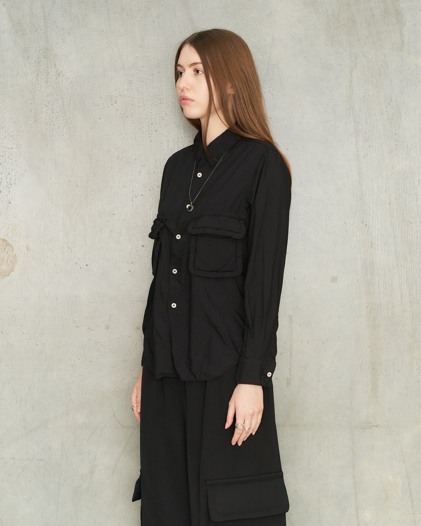 Black Cargo Pocket Blouse