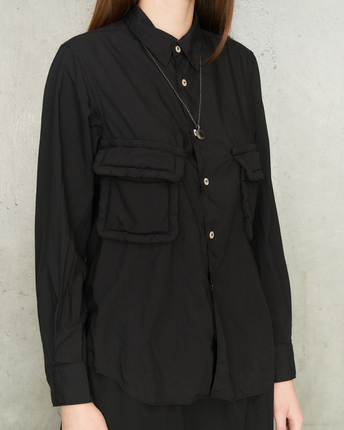 Black Cargo Pocket Blouse