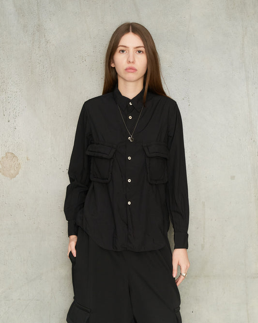 Black Cargo Pocket Blouse