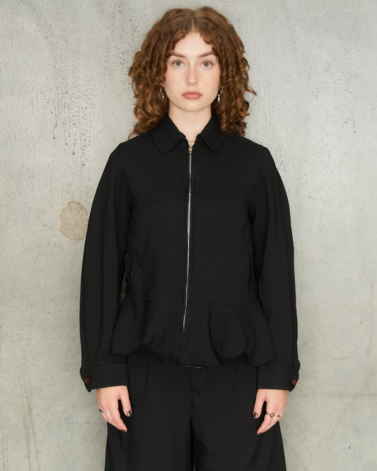 Black Circle Hem Zip Jacket
