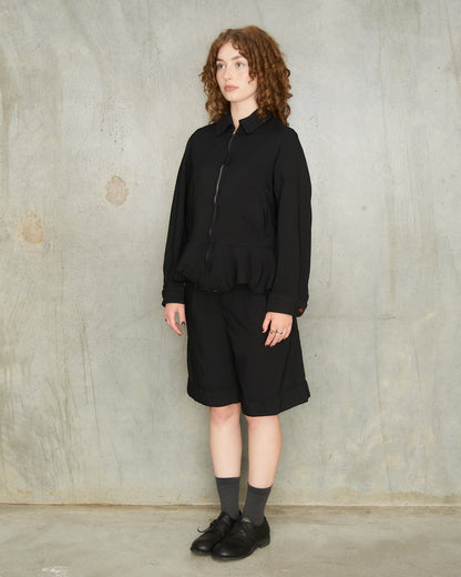 Black Circle Hem Zip Jacket