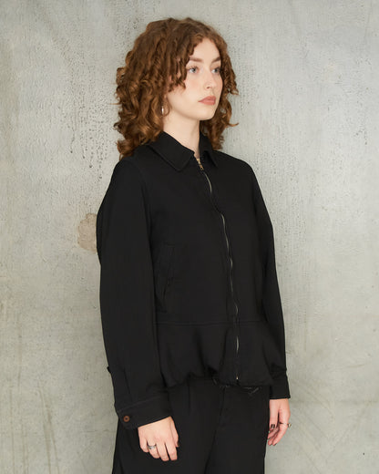 Black Circle Hem Zip Jacket