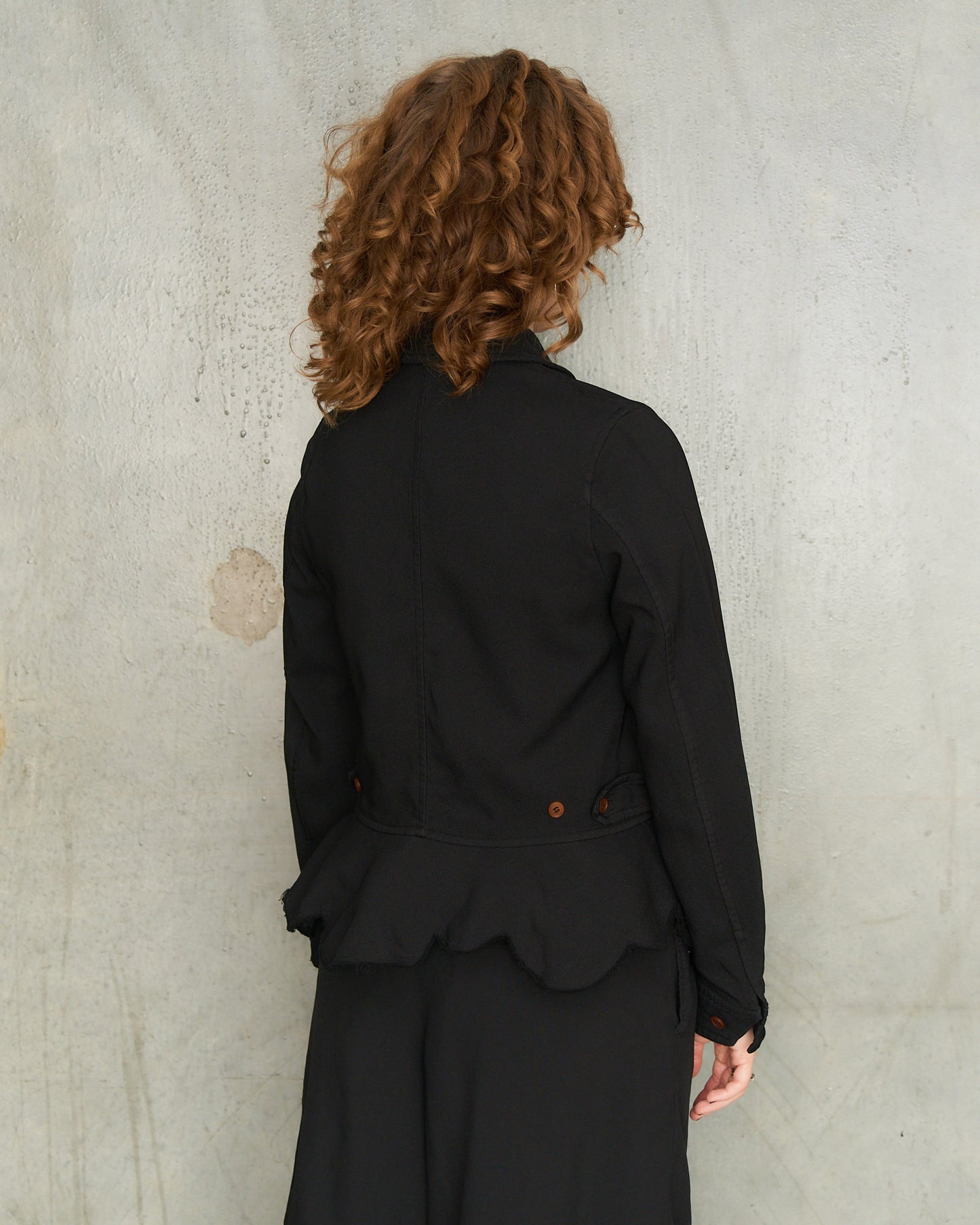 Black Circle Hem Zip Jacket
