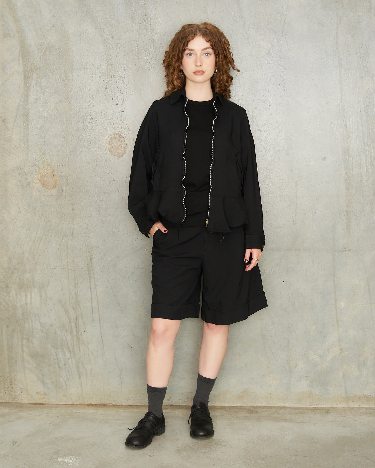 Black Circle Hem Zip Jacket