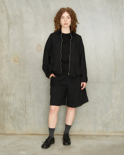 Black Circle Hem Zip Jacket