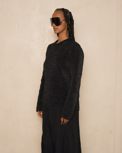 Black Coated Knit Sweater