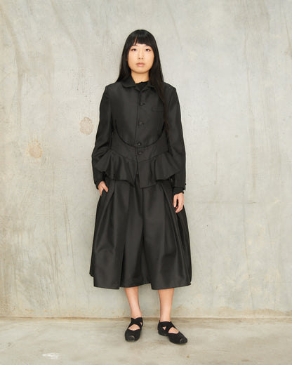 Black Curve Cut Gathered Jacket