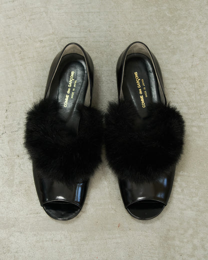 Comme Des Garcons Black Fluffy Patent Flats 