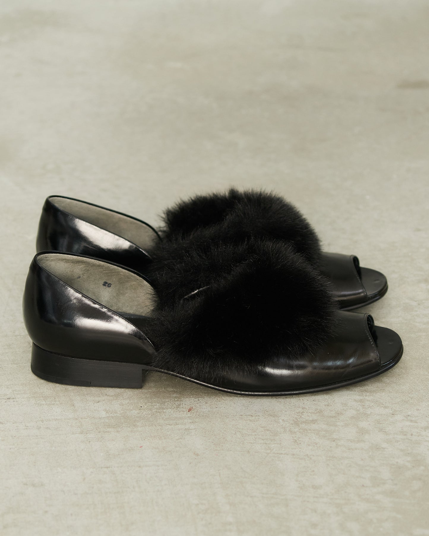 Comme Des Garcons Black Fluffy Patent Flats 