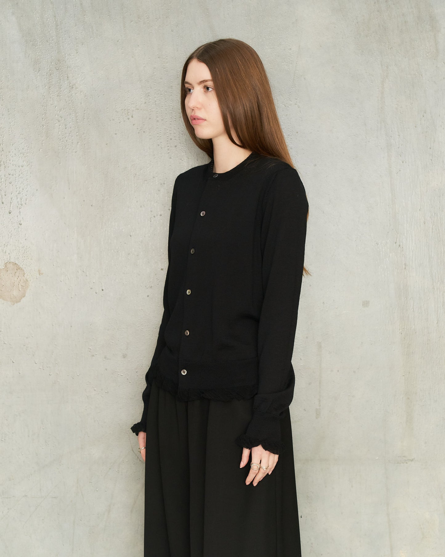 Black Frill Hem Cardigan