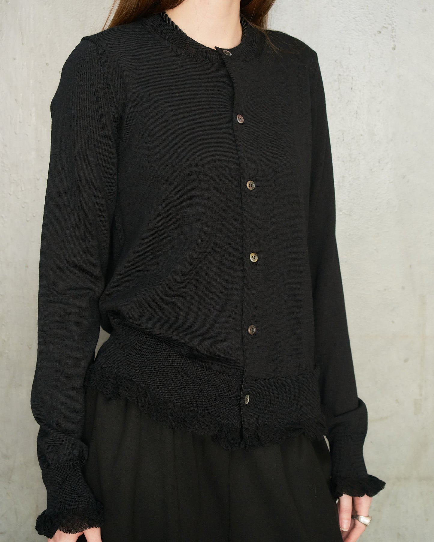 Black Frill Hem Cardigan