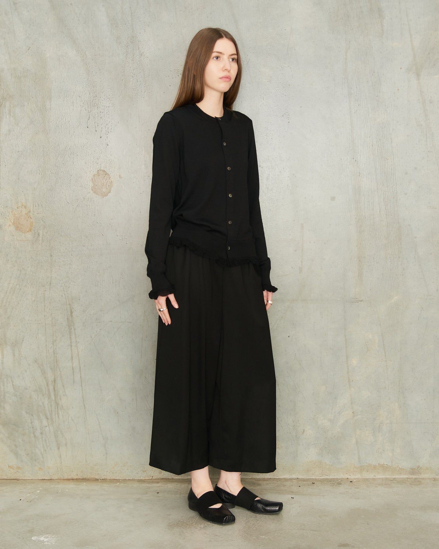 Black Frill Hem Cardigan