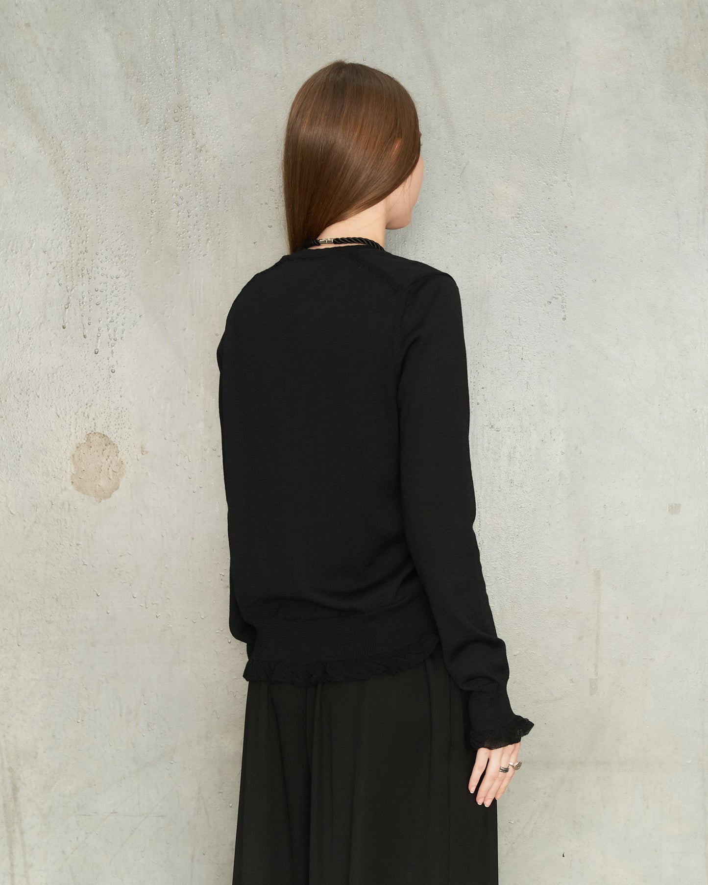 Black Frill Hem Cardigan
