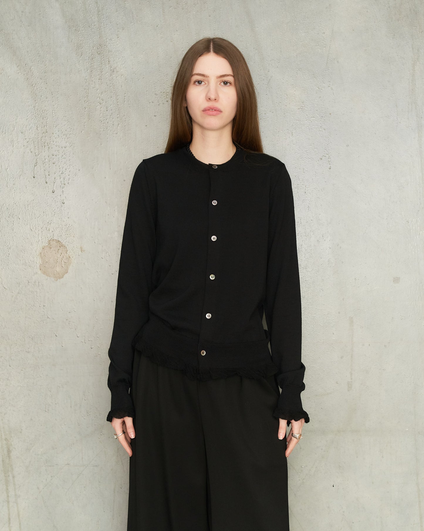 Black Frill Hem Cardigan